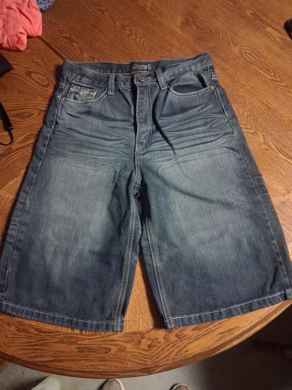 Boy's Dark Blue Denim Jean Shorts with Classic Five-Pocket Style